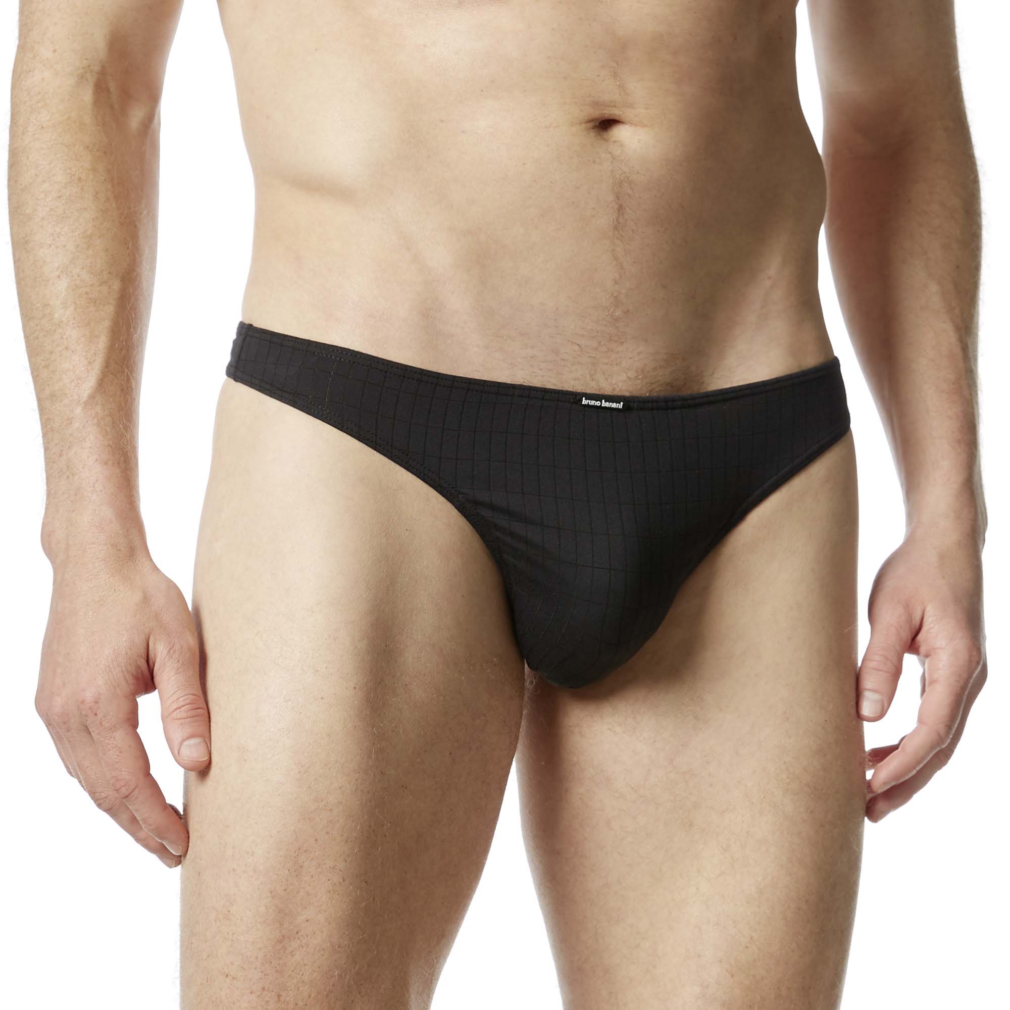 String BRUNO BANANI "CHECK LINE 2.0 STRING", Herren, Gr. 6L, schwarz (schwarz karo), Obermaterial: 90% Polyamid, 7% Elasthan, 3% sonstige Fasern, kariert, bequem, Unterhosen Image