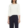 Langarmshirt S.OLIVER, Damen, Gr. 42, weiß, Obermaterial: 100% Baumwolle, unifarben, casual, regular fit taillenbedeckt, U-Boot-Ausschnitt, 3/4-Ärmel, Shirts, aus Flammgarn
