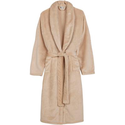 Bademantel GOOD MORNING "Good morning Bathrobe uni" Gr. M, beige (sand), L:115cm in Gr. M/L, Kunstfaser, Hausmäntel, Schalkragen, Gürtel, Taschen, Damen & Herren, Velours, Glanz Image