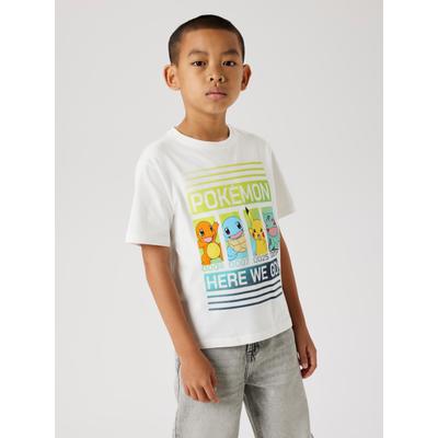 T-Shirt NAME IT "NKMMABR POKEMON NREG SS TOP BOX NOOS SKY", Jungen, Gr. 146 (152), cloud dancer (blank), Jersey, Obermaterial: 95% Baumwolle, 5% Elasthan, bedruckt, casual, regular fit normal, Rundhals, Kurzarm abgesteppte Kante, Shirts, mit großem... Image