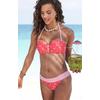 Bikini-Hose S.OLIVER "Audrey", Damen, Gr. 42, N-Gr, rot (rot, weiß), Recycling-Polyamid, gepunktet, gestreift, Badehosen, mit Umschlagbund und Mustermix