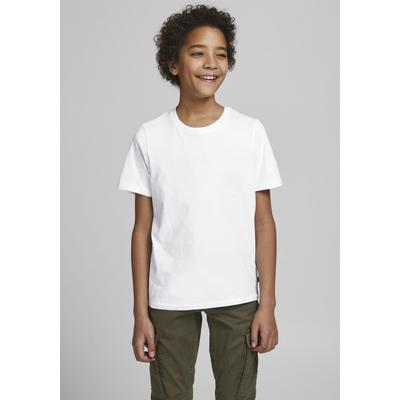 Rundhalsshirt JACK & JONES JUNIOR "JJEORGANIC BASIC TEE SS O-NECK NOOS JNR", Jungen, Gr. 140 (146), weiß, Jersey, Obermaterial: 100% Baumwolle, unifarben, casual, slim fit normal, Rundhals, Kurzarm, Shirts Image