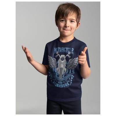 T-Shirt TRIGEMA "TRIGEMA T-Shirt mit großem Motorrad-Printmotiv", Kinder, Gr. 152, blau (navy), 100% Baumwolle, Basic, Halbarm, Shirts Image
