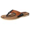 Zehentrenner MUSTANG SHOES, Herren, Gr. 47, blau (cognacfarben, navy), Lederimitat, kontrastfarbene Details, casual, Schuhe, Sommerschuh, Schlappen, Poolslides, Badeschuh, stylische Farbkombi