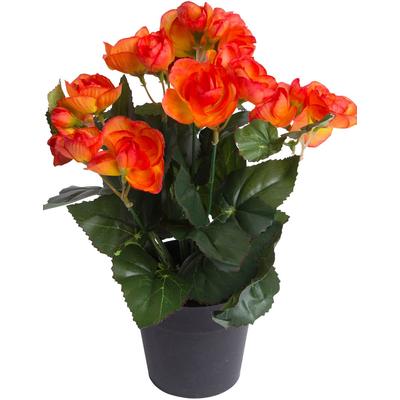 Kunstblume BOTANIC-HAUS "Begonienbusch mit 7 Stielen", orange, B:18cm H:26cm T:18cm Ø:18cm, Kunststoff, Kunstpflanzen Image