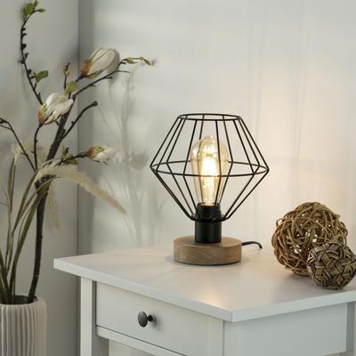 JUST LIGHT Tischleuchte "KASKA", braun (holzfarben), Ø 2cm, Lampen, ExklusiveE27, Schalter, Schnurschalter Image