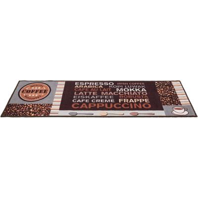 Küchenläufer ANDIAMO "Cafe Creme" Gr. 11, grau, B:50cm H:4mm L:150cm, Polyamid, Teppiche, Motiv Kaffee, mit Schriftzug, Größe 50x150 cm, Küche Image
