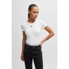 T-Shirt HUGO BLUE "Easy Tee", Damen, Gr. M, weiß (weiß 100), Single Jersey, Obermaterial: 96% Baumwolle, 4% Elasthan, unifarben, casual, slim fit, Rundhals, Kurzarm eng eingefasste Kante, Shirts, mit HUGO Aufnäher