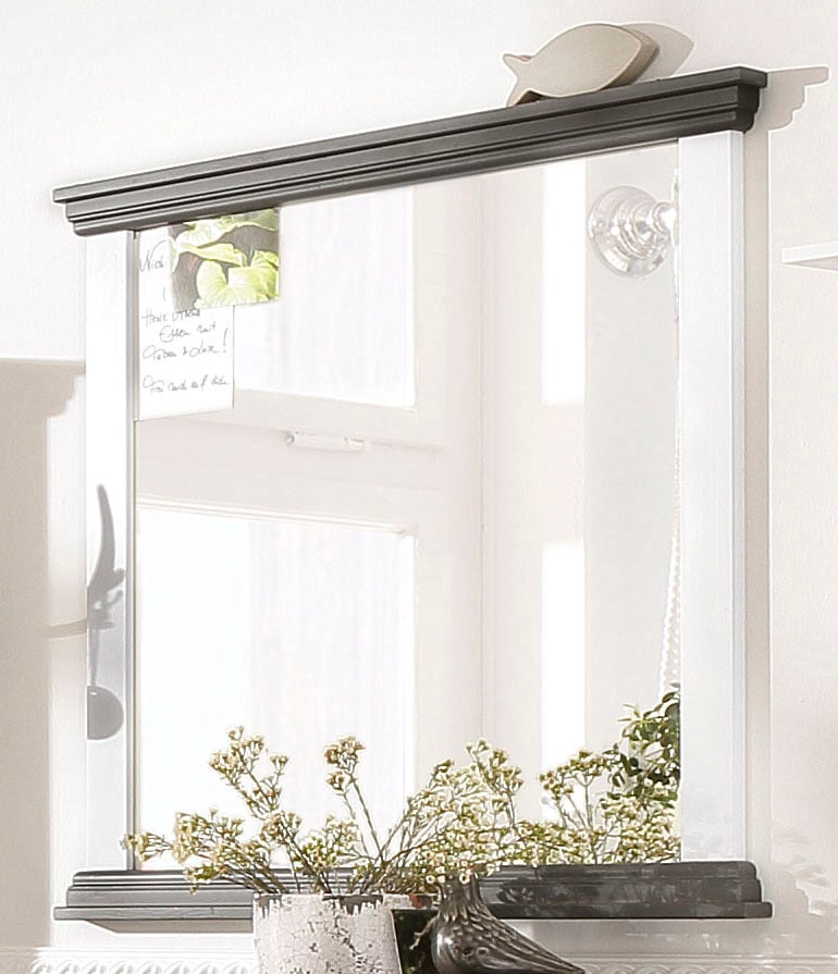 Garderobenspiegel HOME AFFAIRE "Basilico", grau (weiß, grau), B:86cm H:83,5cm T:4,5cm, Spiegel, Rahmen aus massiver Kiefer, FSC, Breite 86 cm Image