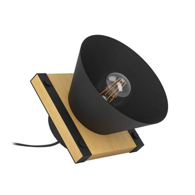 EGLO Tischleuchte "MACCLES", braun (schwarz, braun), Ø 18,00cm H: 15,00cm, Lampen, Nachttischlampe, Tischleuchte aus Metall in Schwarz, Holz, Wohnzimmer Image