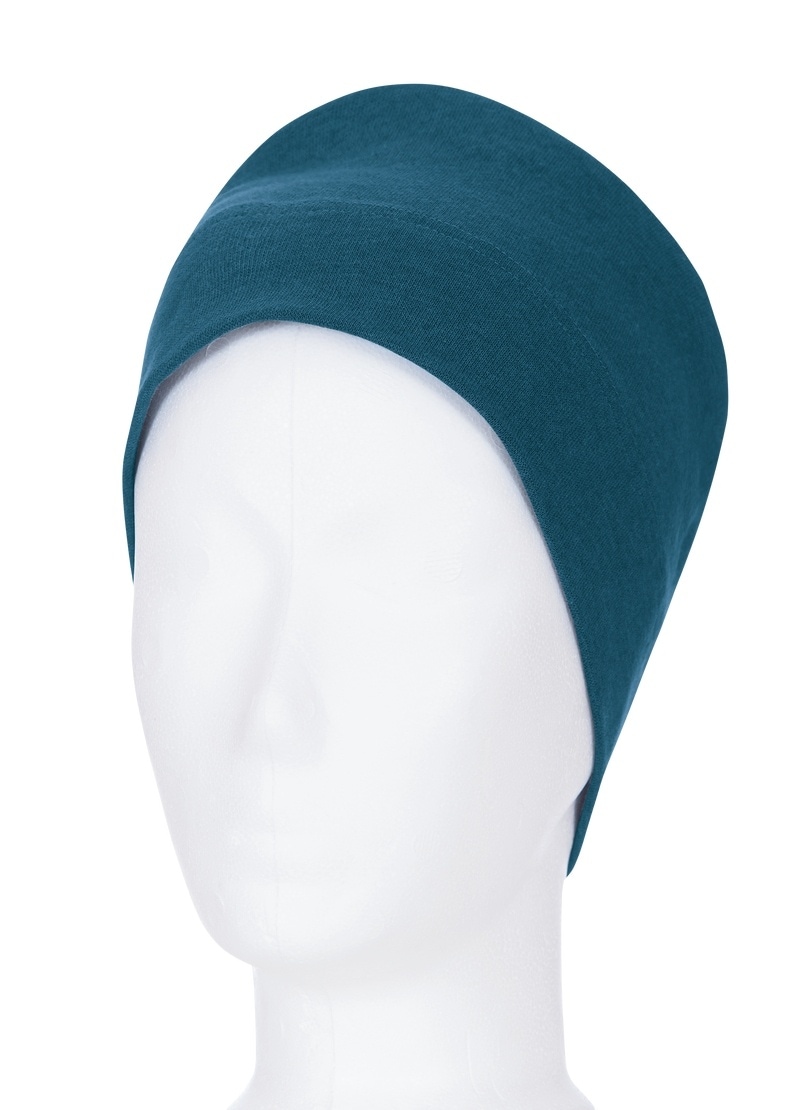 Strickmütze TRIGEMA "TRIGEMA Soft-Cap", Kinder, Gr. 900, blau (saphir, melange), Baumwollmischung, Mützen Image