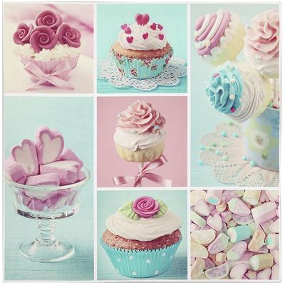 Leinwandbild AMBIENTE HAUS "Cup Cake Bild 50cm", bunt (farbe bild(er): bunt), B:50cm H:50cm T:2cm, Holzrahmen, Bilder Image