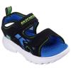 Sandale SKECHERS "RAZOR SPLASH", Kinder, Gr. 21, schwarz (schwarz, blau), Lederimitat, kontrastfarbene Details, sportlich, Schuhe, Sandale mit Klettverschluss, waschbar, Größenschablone zum Download