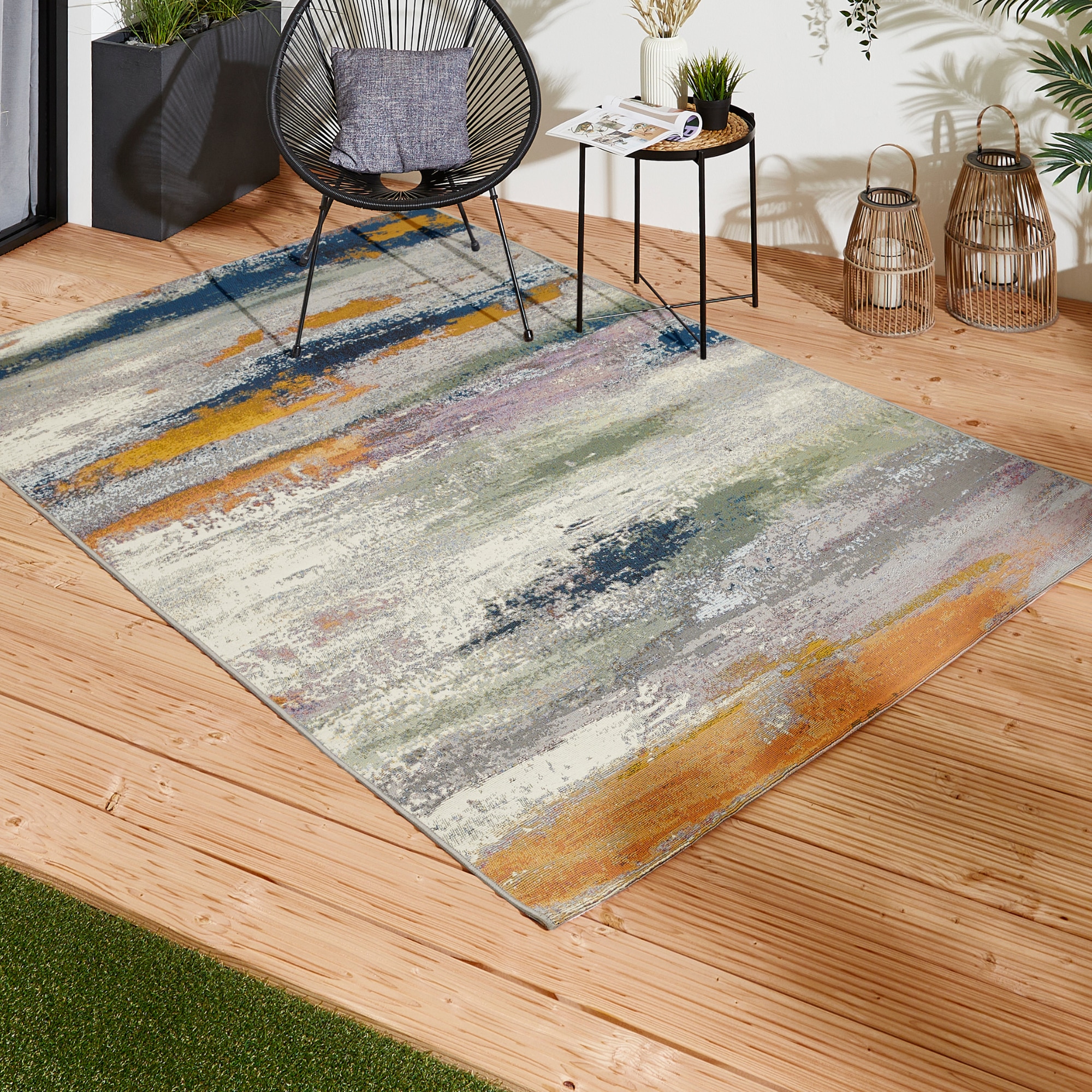 Teppich ANDIAMO "Portland", bunt (multi), B:80cm H:3mm L:150cm, Teppiche, modernes Design, In- und Outdoor geeignet, Balkon, Terrasse Image
