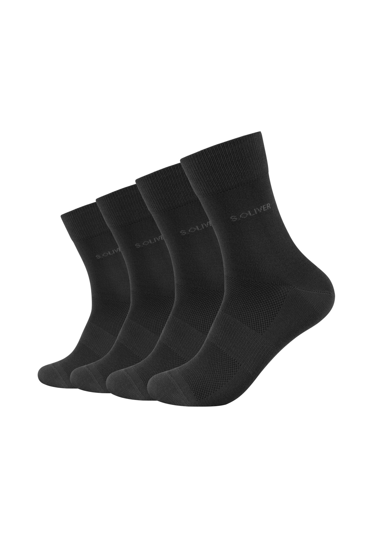Socken S.OLIVER "Socken 4er Pack", Damen, Gr. 39-42, schwarz (schwarz schwarz), 82% Viskose, 16% Polyamid, 2% Elasthan, uni, Socken Socken Image