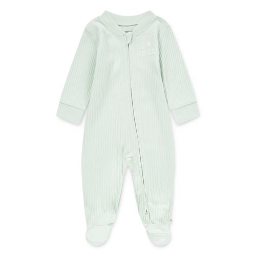 Strampler HUGGIES BABYWEAR, Baby, Gr. 3 (68), N-Gr, grün (subtle grün), Obermaterial: 100% Baumwolle, Strukturmuster, casual, regular fit, Langarm Rippbündchen, Overalls, mit Logo Schriftzug