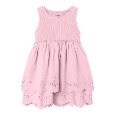 Minikleid NAME IT "NMFHALINA SL DRESS", Mädchen, Gr. 104, N-Gr, ballerina, Jersey, Web, Obermaterial: 98% Baumwolle, 2% Elasthan, unifarben, casual, kurz, Rundhals, ohne Ärmel, Kleider Image
