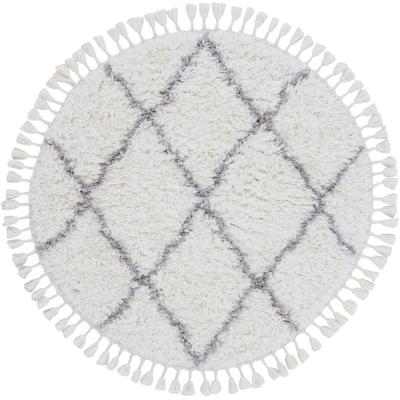 Hochflor-Teppich CARPETFINE "Eddy", weiß, H:30mm Ø:80cm, Polyester, Teppiche, Fransenteppich, Shaggy Langflor mit Fransen, starke Größenauswahl, Wohnzimmer Image
