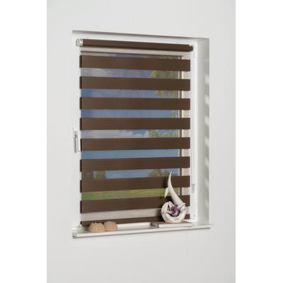 Doppelrollo K-HOME "Maringa Klemmfix" Gr. 3, braun (mokka), B:60cm H:150cm, Polyester, Rollos Image