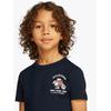 T-Shirt TOMMY HILFIGER "FLAG FUN TEE SS", Jungen, Gr. 16 (176), blau (schwarz night navy), Single Jersey, Obermaterial: 100% Baumwolle, bedruckt, regular fit, Rundhals, Kurzarm abgesteppt, Shirts, mit Grafik-Logo