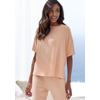 Pyjamaoberteil S.OLIVER, Damen, Gr. 40/42, orange (orange, meliert), Rippware, Obermaterial: 92% Modal (TENCEL), 8% Elasthan, meliert, modisch, loose fit hüftlang, Rundhals, Kurzarm, Shirts, in elastischer Rippware