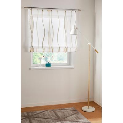 Raffrollo MY HOME "Dimona" Gr. 6, beige (creme, schoko), B:140cm H:140cm, Voile, Obermaterial: 100% Polyester, Raffrollos, Transparent, Voile, Polyester, Wellen Image