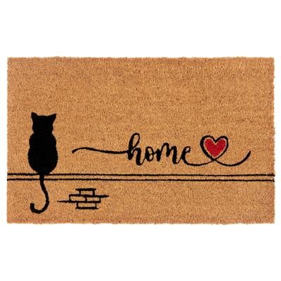 Fußmatte HANSE HOME "Kokos Cat Home, Türmatte", braun (kokos), B:40cm H:15mm L:70cm, Kokos, Teppiche, Schmutzfangmatte, Rutschfest, Outdoor, Innen, Außen, Kokosmatte, Flur Image