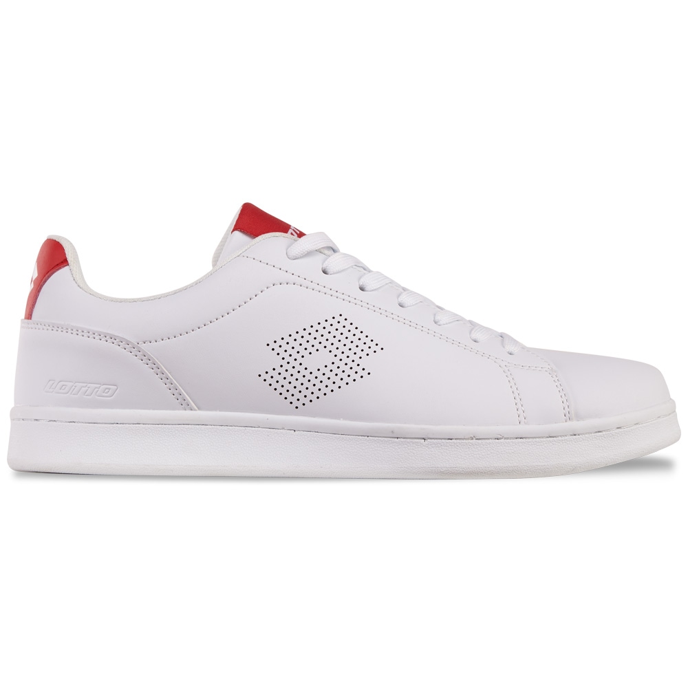 Sneaker LOTTO, Gr. 45, rot (weiß, rot), Synthetik, clean, Schuhe, - in sportivem Retro Tennis Design