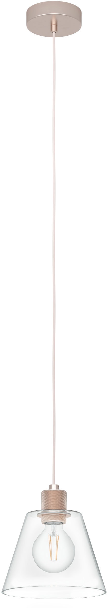 EGLO Hängeleuchte "COPLEY", rosa (roségoldfarben), Ø 20 H: 110cm, 1 Stk., Leuchten, Hängeleuchte aus Stahl, Alu - exkl. E27 - 40W Image