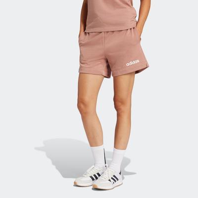 Shorts ADIDAS SPORTSWEAR "W LIN FT SHO", Damen, Gr. XL, N-Gr, rosa (warm clay, weiß), Obermaterial: 55% Baumwolle, 36% Polyester, 9% Viskose, sportlich, Hosen, Mitelhoher Bund mit Kordelzug, aus weichem French Terry Image