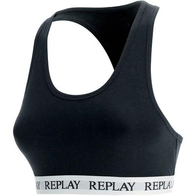 Bustier REPLAY "LADY RACERBACK BRA", Damen, Gr. S, N-Gr, schwarz, Obermaterial: 50% Viskose, 45% Baumwolle, 5% Elasthan, unifarben, sportlich, BHs, mit Racerback