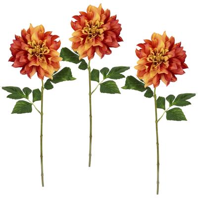 Kunstblume I.GE.A. "Dahlie", orange, B:18cm H:62cm L:10cm, Obermaterial: 90% Polyester, 10% Kunststoff, Kunstpflanzen, Einzelblume, Stielblume, 3er Set Image