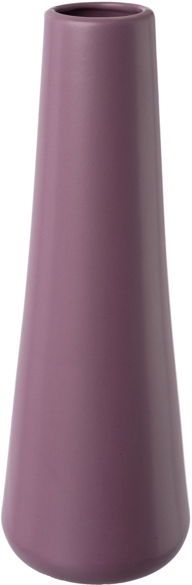 Dekovase CREATIV DECO, lila (aubergine), H:37cm Ø:12cm, Porzellan, Vasen, besondere Oberflächenstruktur