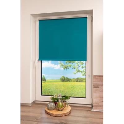 Seitenzugrollo K-HOME "Thermo Klemmfix-Rollo" Gr. 14, blau (petrol), B:100cm H:150cm, Polyester, Rollos, 1 Stück Image