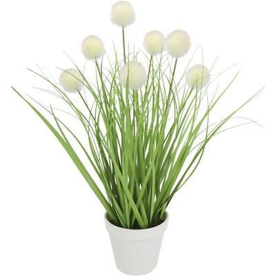 Kunstpflanze I.GE.A. "Knopfgras im Topf", weiß, B:25cm H:45cm L:25cm, Kunststoff, Kunstpflanzen Image