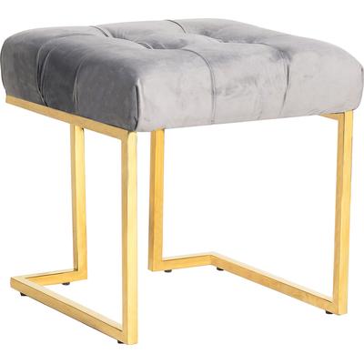 Polsterhocker KAYOOM "Hocker Rarity 125, Edler Touch durch goldenes Gestell", grau, B:48cm H:48cm T:48cm, Bezug: 100% Polyester (Samt) Gestell: Edelstahl, Hocker, eckig, samtweich, gesteppt, mit Zierknöpfen, Edelstahlgestell Image