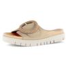 Pantolette GABOR, Damen, Gr. 44, beige, Ziegenveloursleder, unifarben, modisch, Schuhe, Plateau, Sommerschuh, Schlappen mit Zierperlen an der Zierschnalle
