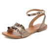 Sandale LASCANA "Sommerschuh", Damen, Gr. 44, gold (antikgoldfarben), Obermaterial: 100% Ziegenleder. Futter: 100% Schweinsleder. Decksohle: 100% Rindsleder. Laufsohle: 100% Synthetik, metallic, glänzend, unifarben, modisch, Schuhe Riemchensandale,...
