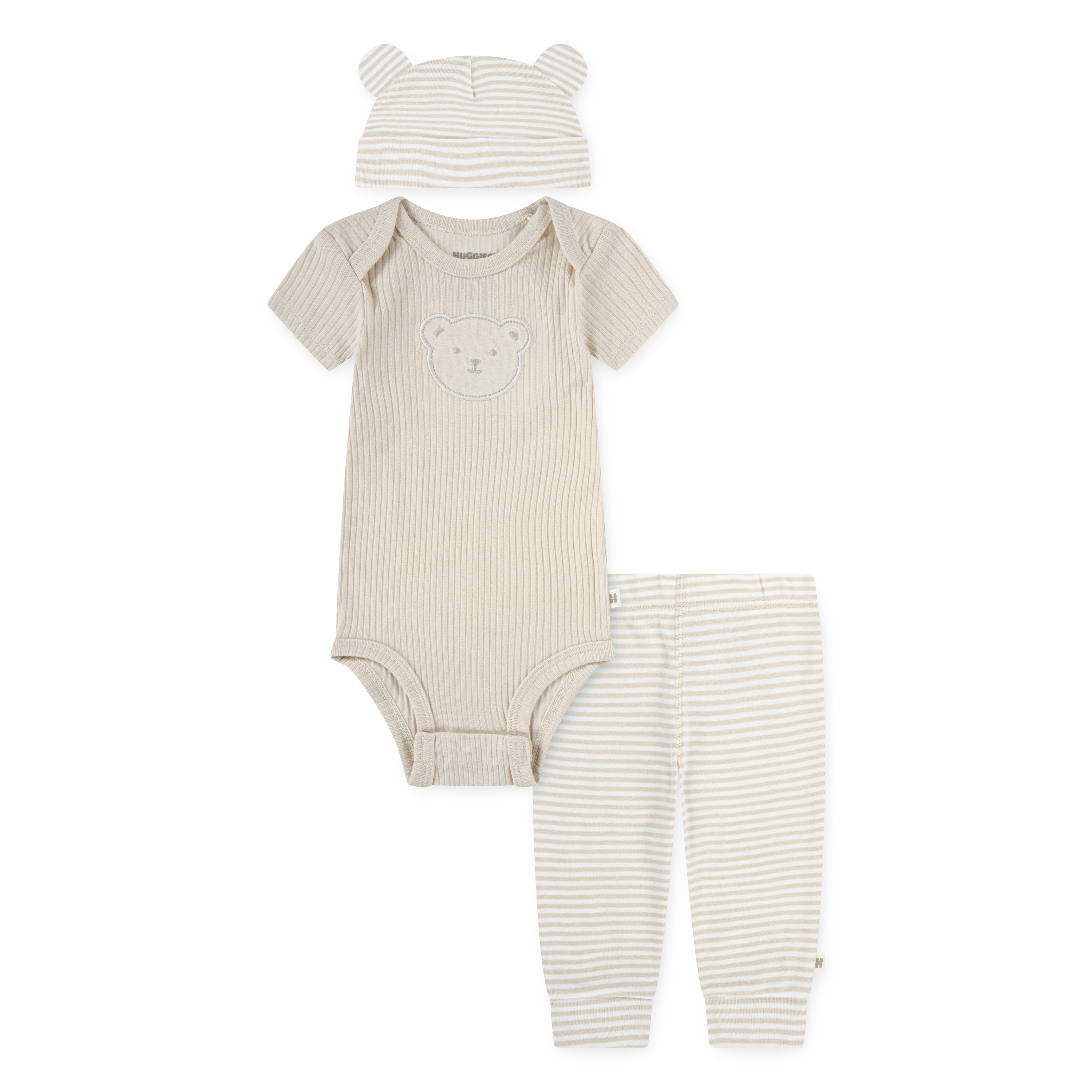 Neugeborenen-Geschenkset HUGGIES BABYWEAR, Baby, Gr. 3 (68), french oak, Jersey, Obermaterial: 100% Baumwolle, geringelt, Basic, KOB Set-Artikel Image