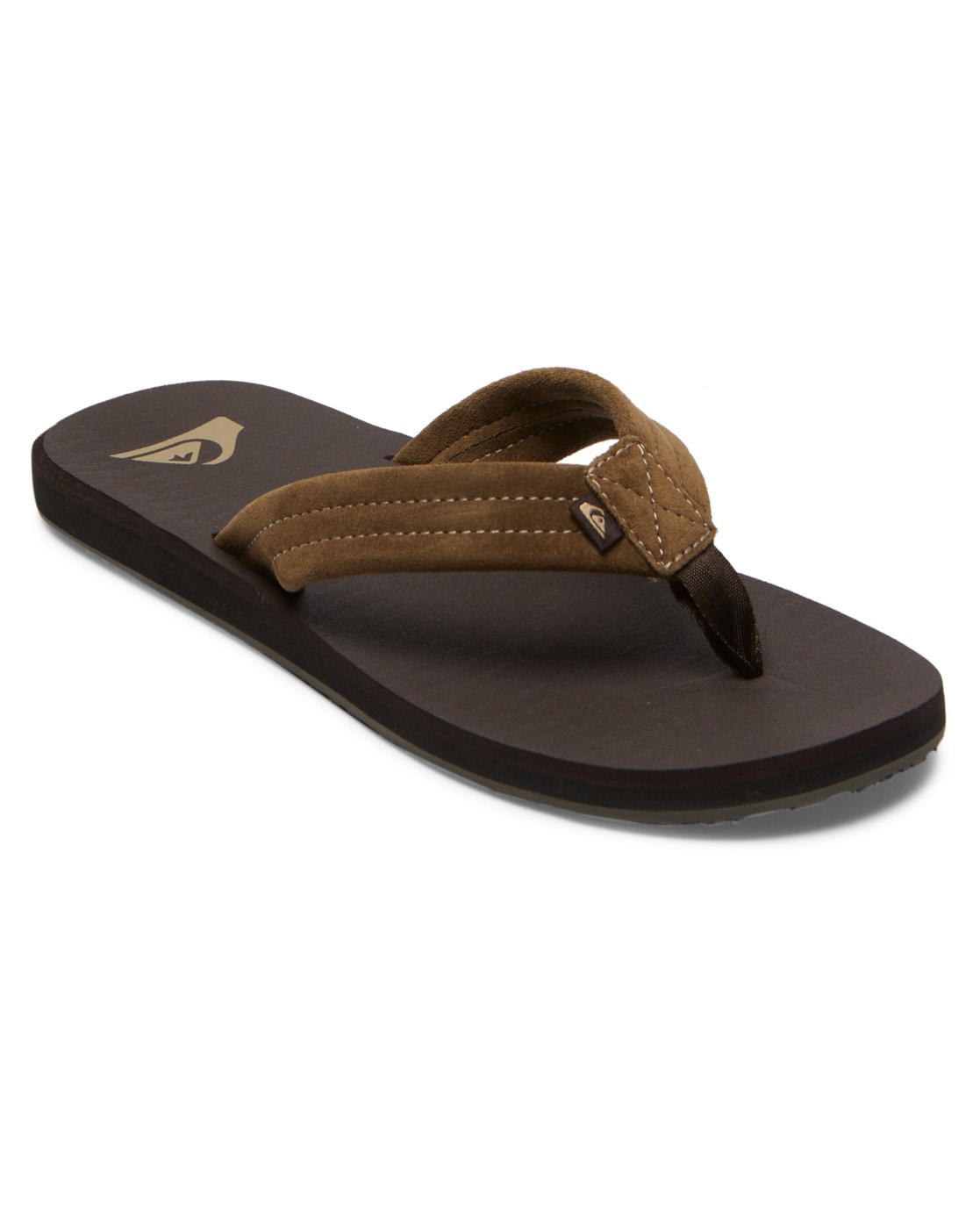 Sandale QUIKSILVER "Carver Suede Core", Herren, Gr. 6(39), braun (braun 1), Obermaterial: Leder / Außensohle: Synthetischer Gummi, Schuhe Zehentrenner