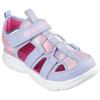 Sandale SKECHERS "FLEX SPLASH DAYLIGHT SHIMMER", Kinder, Gr. 33, bunt (lavendel, rosa), Lederimitat, kontrastfarbene Details, Glitzer, sportlich, Schuhe, Klettschuh mit Glitzer, Größenschablone zum Download