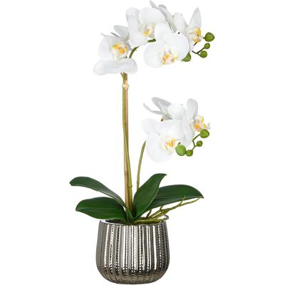 Kunstorchidee CREATIV GREEN "Orchidee Phalaenopsis", weiß, H:48cm, Kunststoff, Kunstpflanzen, mit real-touch-Blüten