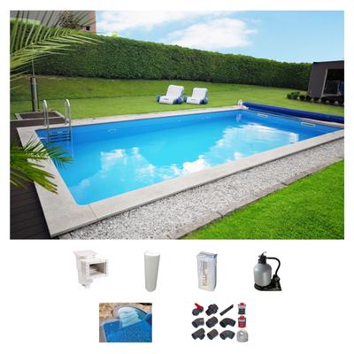 Rechteckpool KWAD "mit Römertreppe", weiß, B:350cm H:150cm L:700cm, Schwimmbecken, 8x4, 7x3,5 oder 6x3m Höhe: 1,50m, mit Foliensack 0,6mm Image