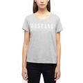 Kurzarmshirt MUSTANG "Damen Style Alma", Damen, Gr. 4XL, grau (grau meliert), Jersey, 100% Baumwolle, casual, Rundhals, Shirts