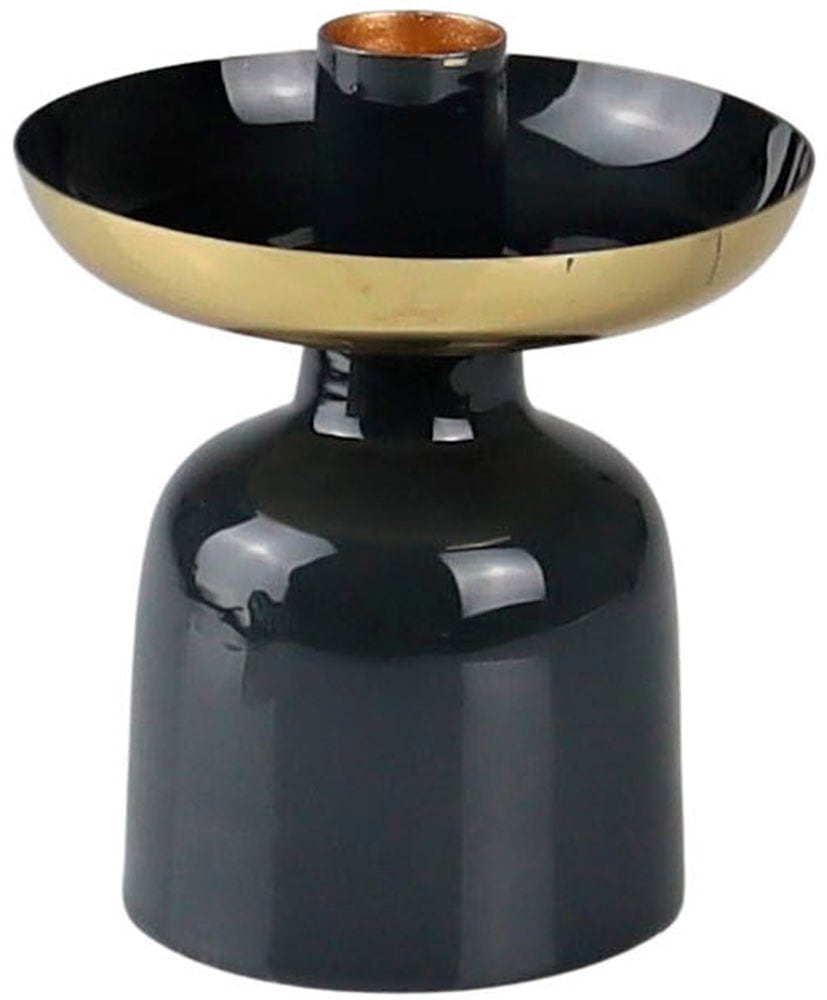 Kerzenständer AM DESIGN "Kerzenhalter aus Metall", blau (dunkelblau, goldfarben), H:12cm Ø:10cm, Metall, Kerzenhalter, Stabkerzenhalter Image