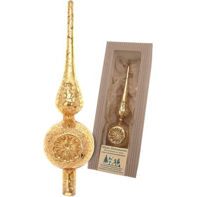 Christbaumspitze KREBS GLAS LAUSCHA "Antike Mercury Glas Reflexspitze", gold, B:7cm H:27cm T:10cm, Glas, Weihnachtsbaumschmuck, Christbaumspitze aus Glas, mundgeblasen, handgefertigt Image