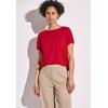 T-Shirt STREET ONE, Damen, Gr. 40, rot (glory rot), Stoff, 96% Viskose, 4% Elasthan, unifarben, casual, comfort fit normal, U-Boot-Ausschnitt, ohne Ärmel Bündchen, Shirts, mit U-Boot-Ausschnitt