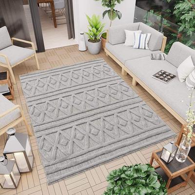 Teppich CARPET CITY "In-& Outdoorteppich Santorini 58538, 3D-Effekt, Raute-Optik", grau, B:80cm H:5mm L:150cm, Polypropylen (PP), Teppiche, Wetterfest & UV-beständig für Terrasse, Balkon, Küche, Flur Image