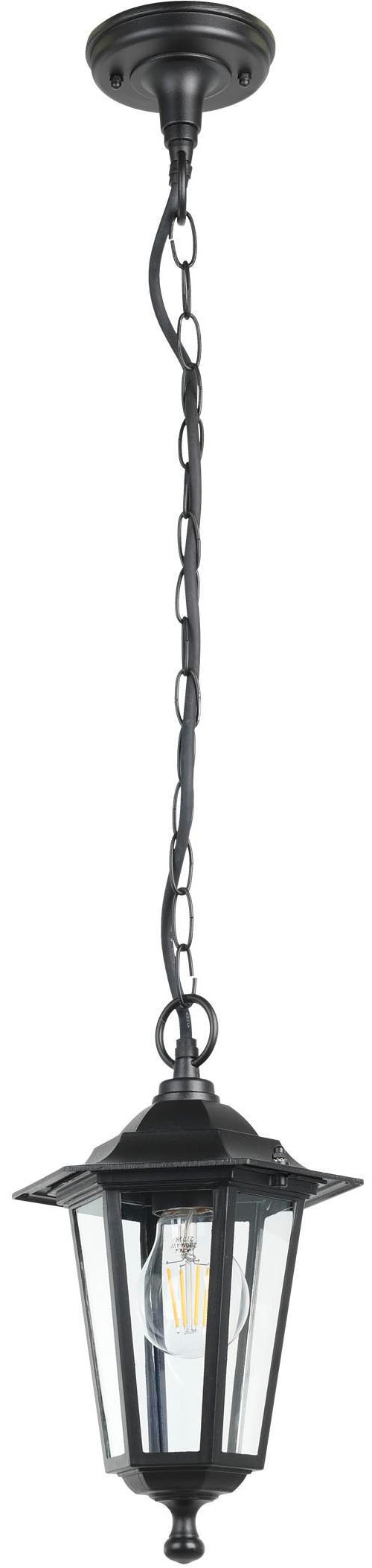 EGLO Hängeleuchte "LATERNA 4 Hängelampe schwarz, für Außenbereich, spritzwassergeschützt", schwarz, 1, Ø 20,5cm H: 90cm, 1 Stk., Leuchten, Außen-Hängelampe, aus Aluguss und Glas, E27, IP44, H90 x Ø20,5 cm Image
