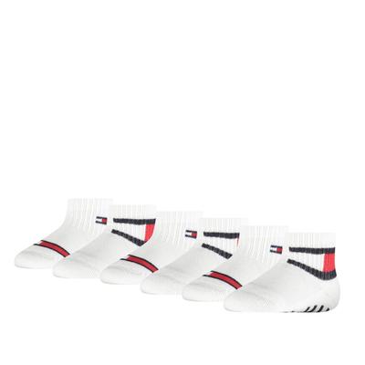 Kurzsocken TOMMY HILFIGER "TH KIDS ICONIC SPORTS QUARTER 6P ECOM", Damen, Gr. 39-42, schwarz-weiß (schwarz, weiß), Baumwollmischung, Socken, Gepolsterte Sohle für Stoßdämpfung und zusätzlichen Komfort Image